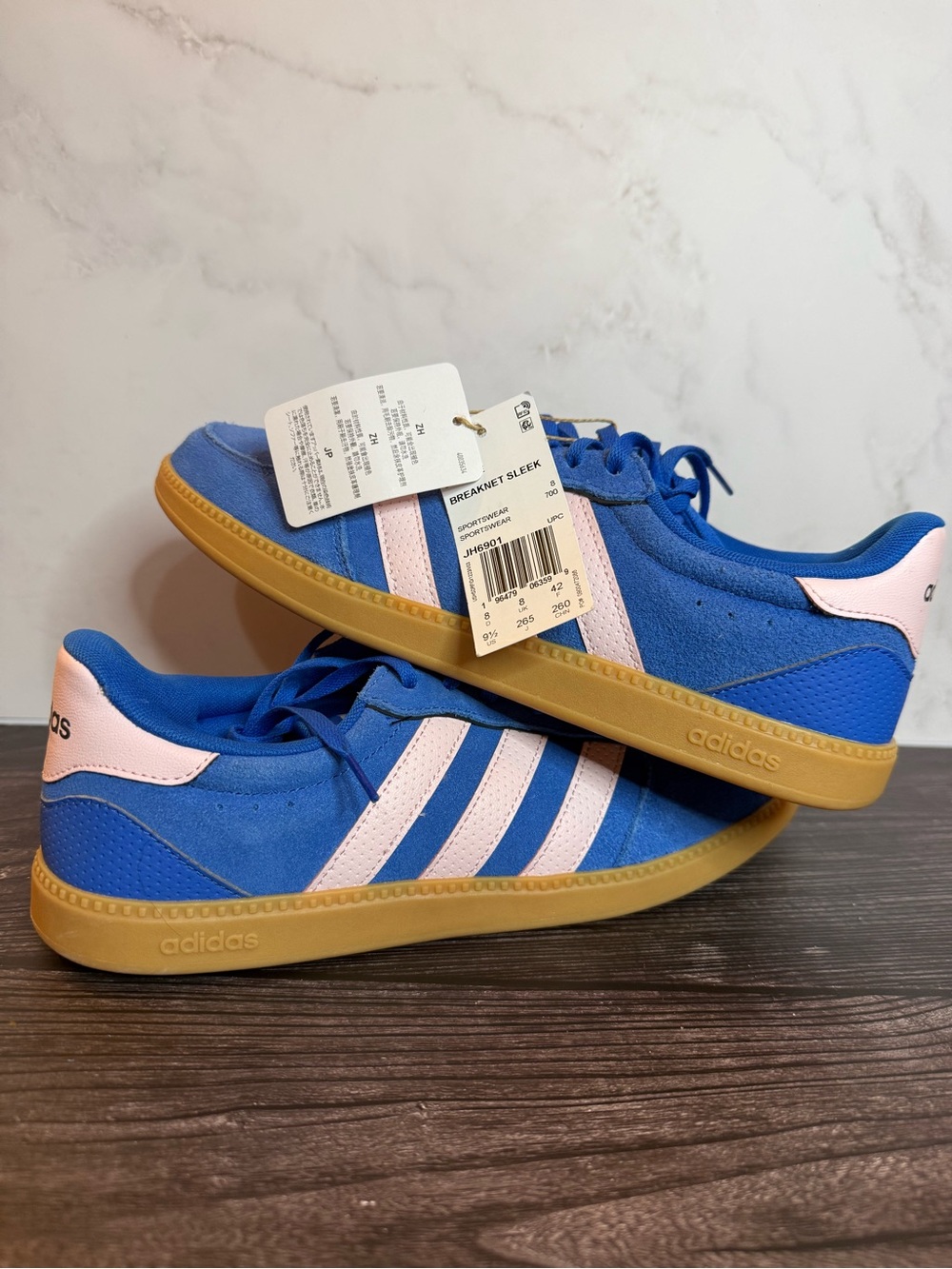 NWT Adidas Breaknet Sleek Blue Pink Gum Sneakers Women’s 9.5